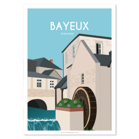 Affiche Bayeux, Normandie - Le Moulin