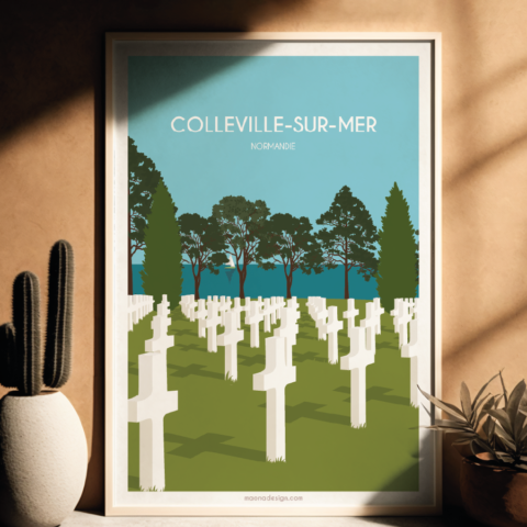 colleville-sur-mer-affiche-le-cimetiere-americain-cadre copie